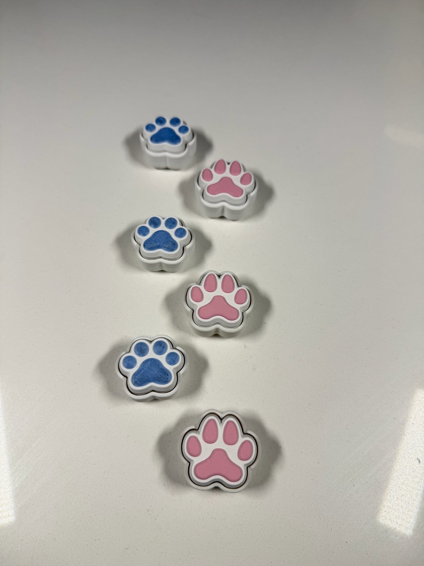 Paw Print Clicker Pack | 6 Piece Pet Lover Fidget Toy Set | 3D Printed Sensory Desk Toys