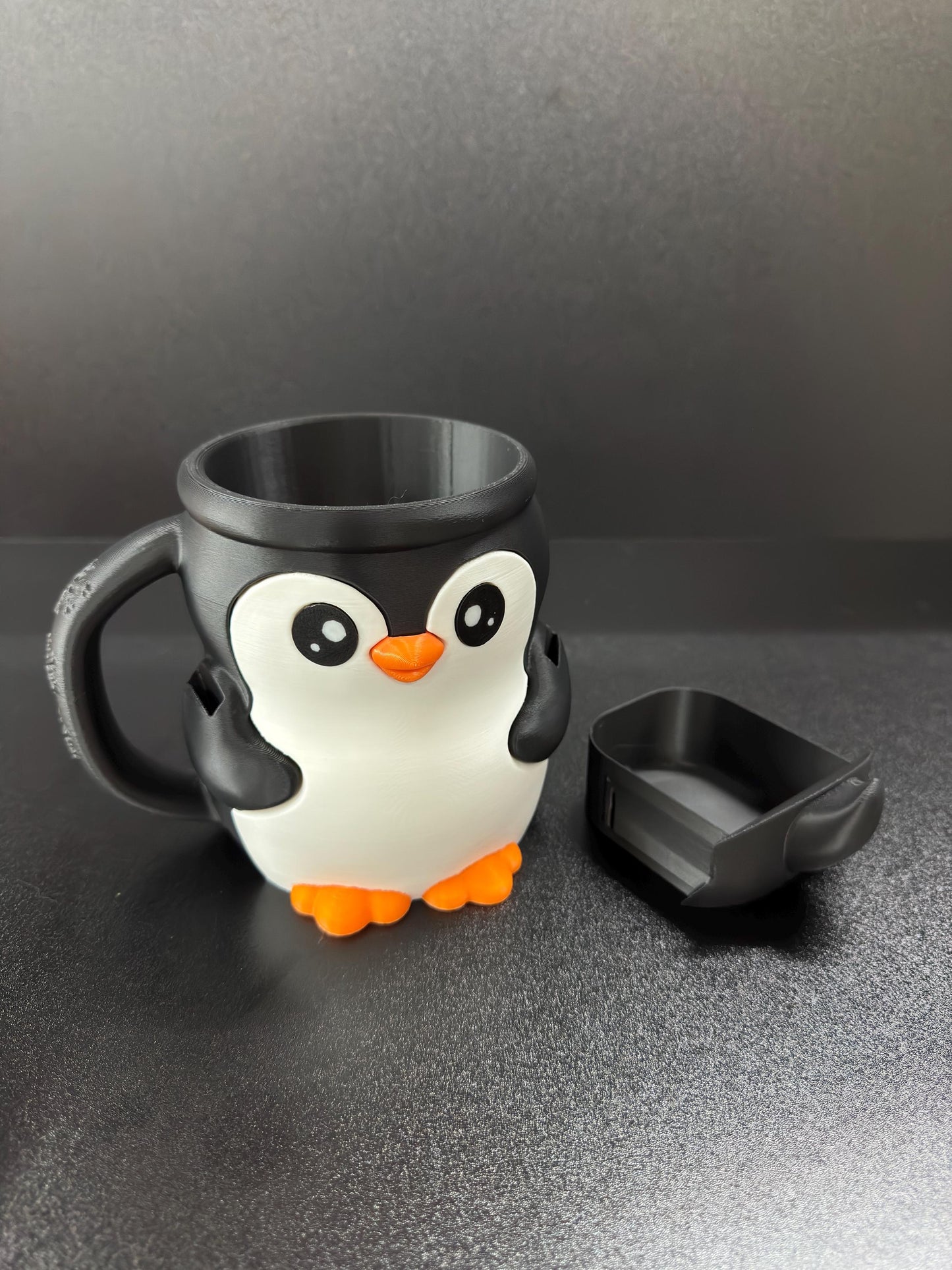 Penguin Ice Cream Pint Holder 3D Printed Penguin with 2 Spoon Slots & Hidden Drawer Cute Kitchen Gift for Ice Cream Lovers