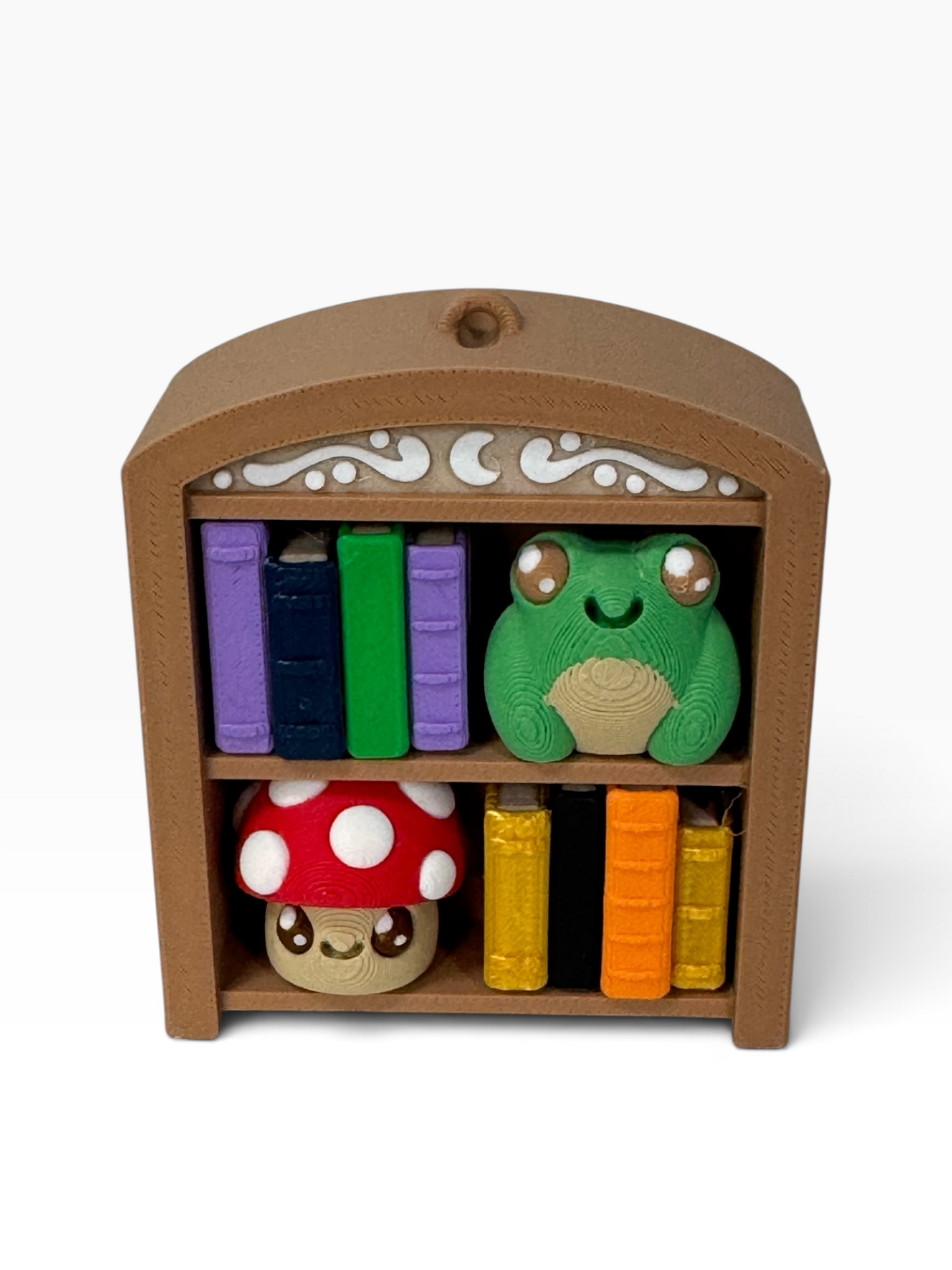 Enchanted Bookshelf Clicker with Frog and Mushroom