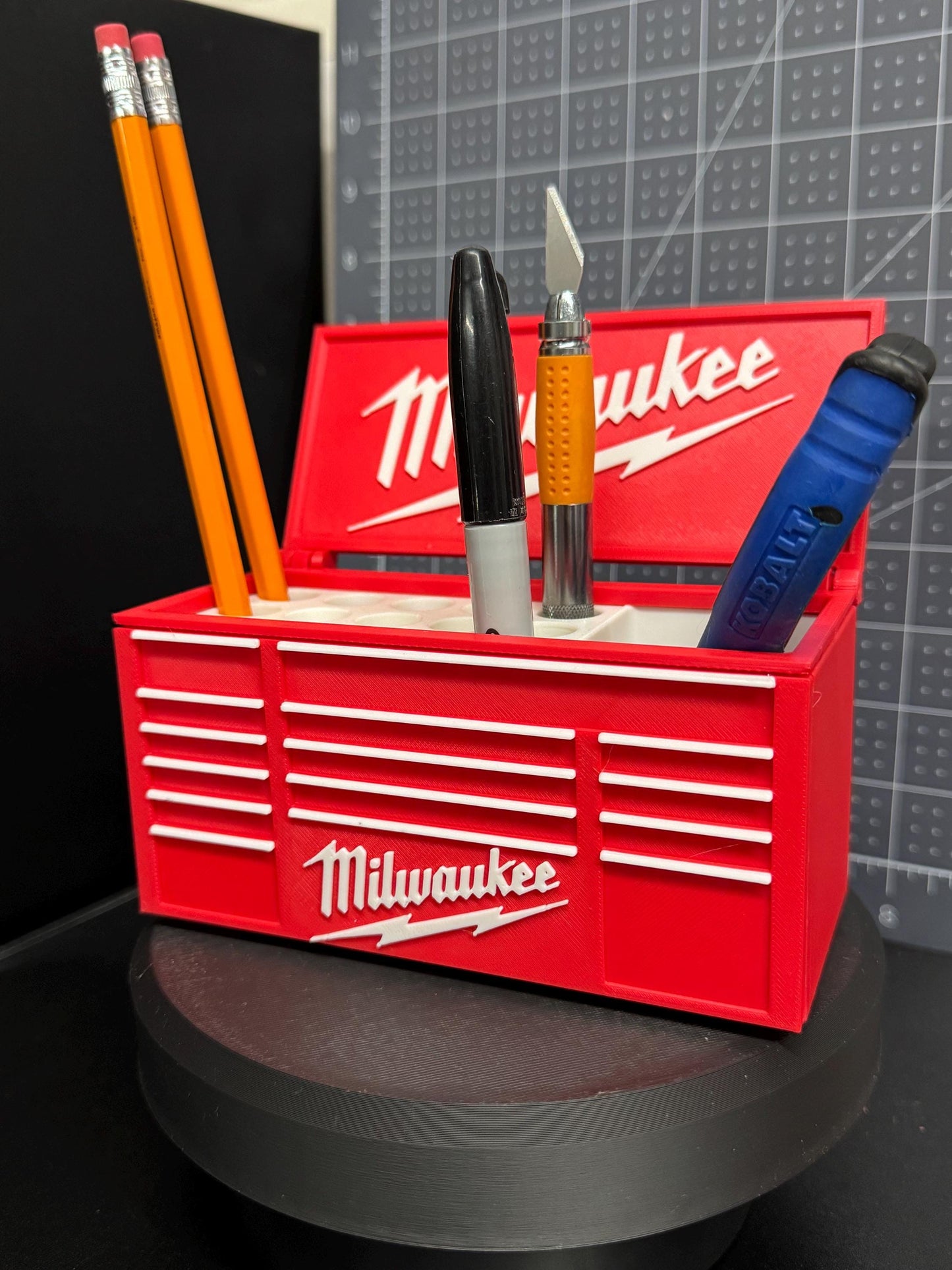 Milwaukee Toolbox Desk Organizer  3D Printed Pen Holder for Tool Lovers