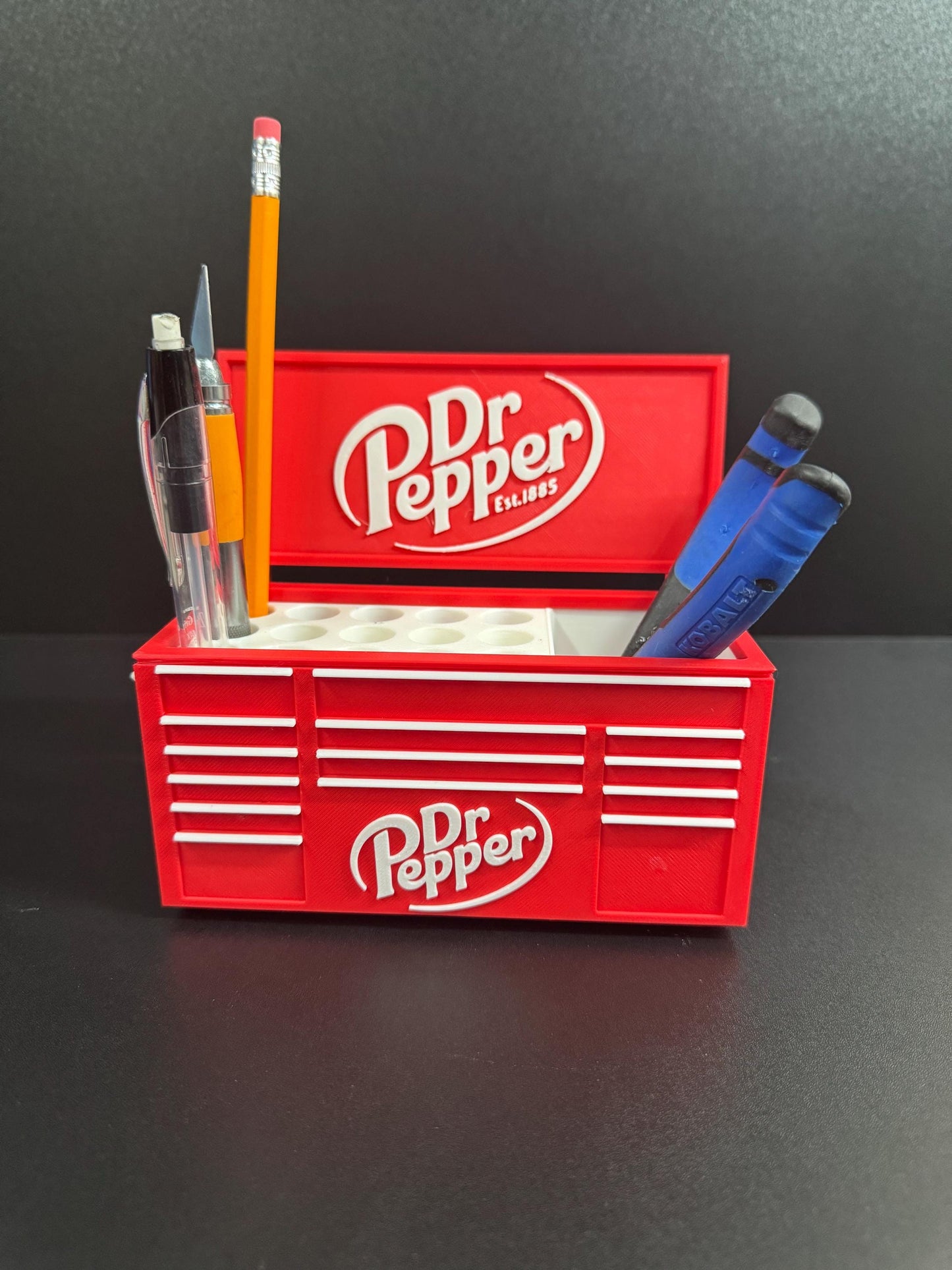 Dr Pepper Style Toolbox Desk Organizer  3D Printed Office Gift