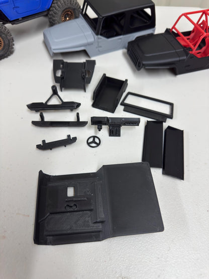 3D Printed TJ Half Door Body Kit for SCX24 | Fits Deadbolt Chassis | Jeep Style RC Body with Interior, Roll Cage & Accessories