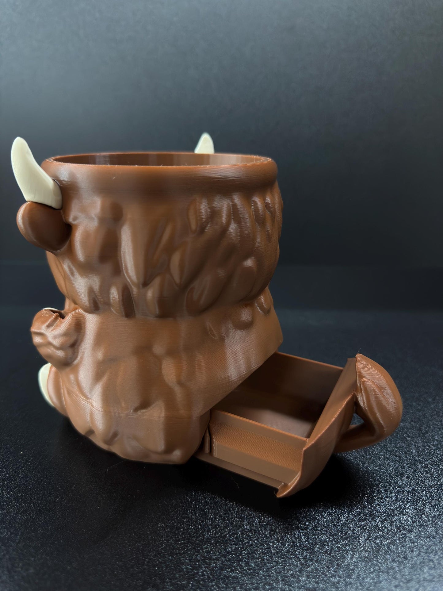 Highland Cow Ice Cream Pint Holder  3D Printed Cow with Spoon Slots & Hidden Drawer  Cute Gift for Ice Cream Lovers