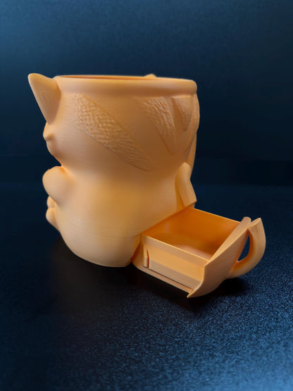 Cat Ice Cream Pint Holder | 3D Printed Cat with Spoon Slots & Hidden Drawer