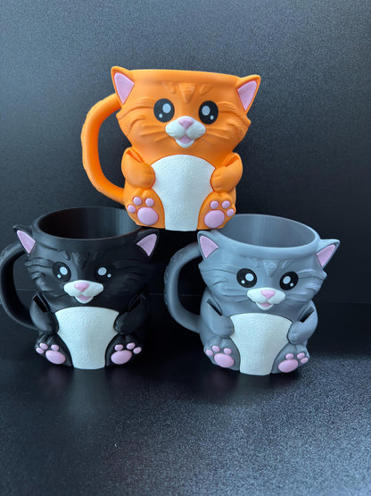 Cat Ice Cream Pint Holder | 3D Printed Cat with Spoon Slots & Hidden Drawer
