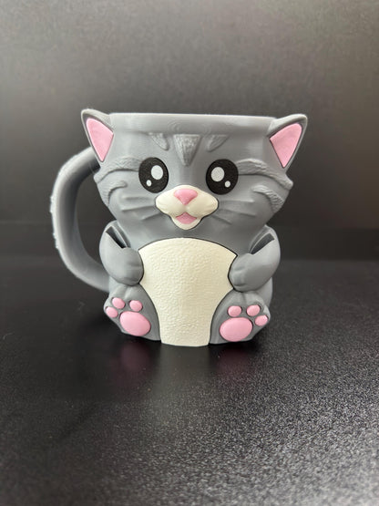 Cat Ice Cream Pint Holder | 3D Printed Cat with Spoon Slots & Hidden Drawer
