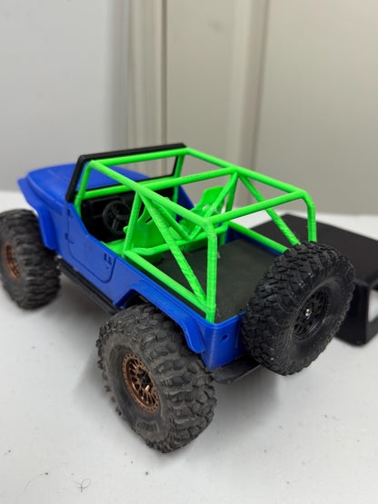 3D Printed TJ Half Door Body Kit for SCX24 | Fits Deadbolt Chassis | Jeep Style RC Body with Interior, Roll Cage & Accessories
