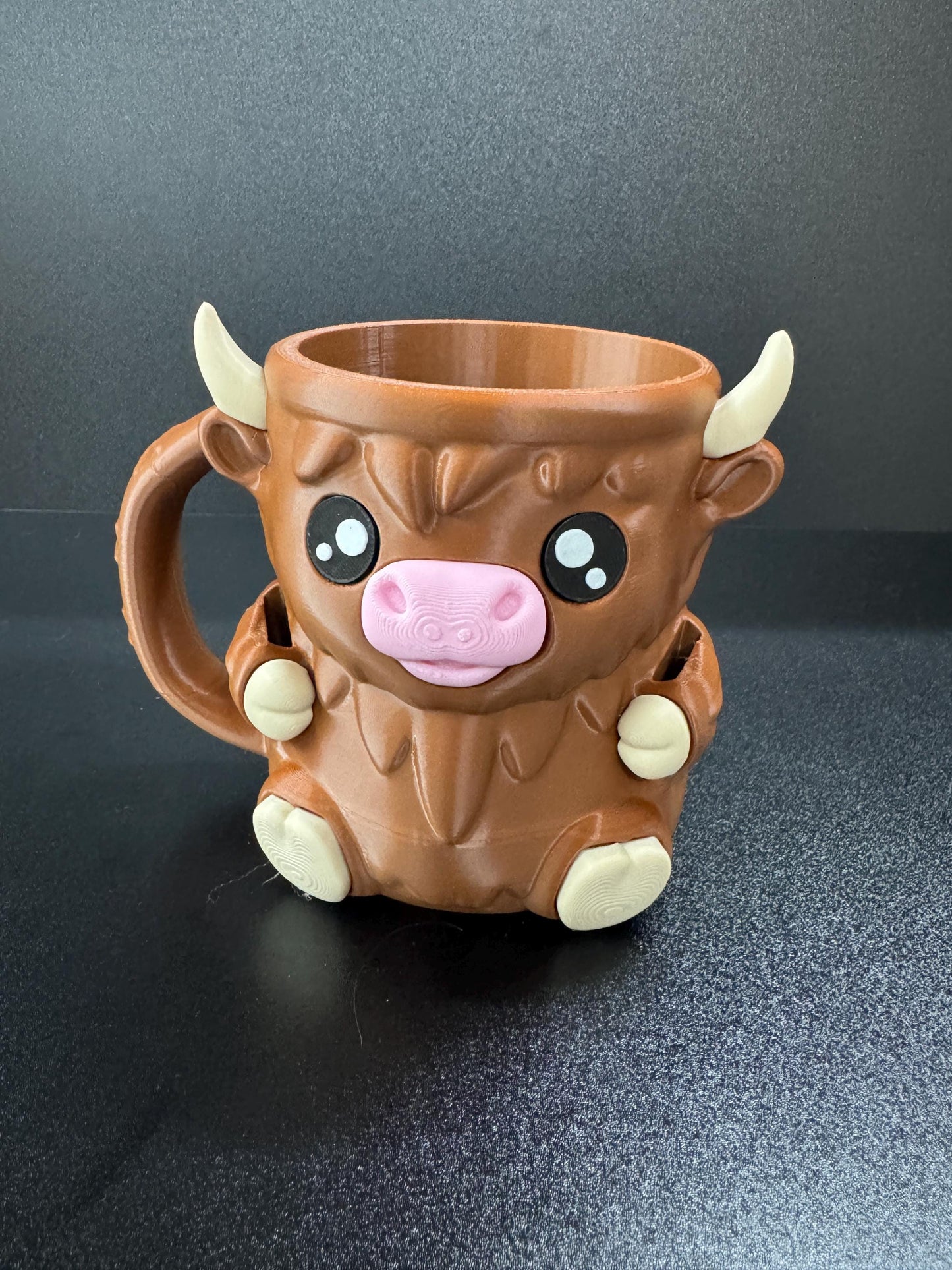 Highland Cow Ice Cream Pint Holder  3D Printed Cow with Spoon Slots & Hidden Drawer  Cute Gift for Ice Cream Lovers