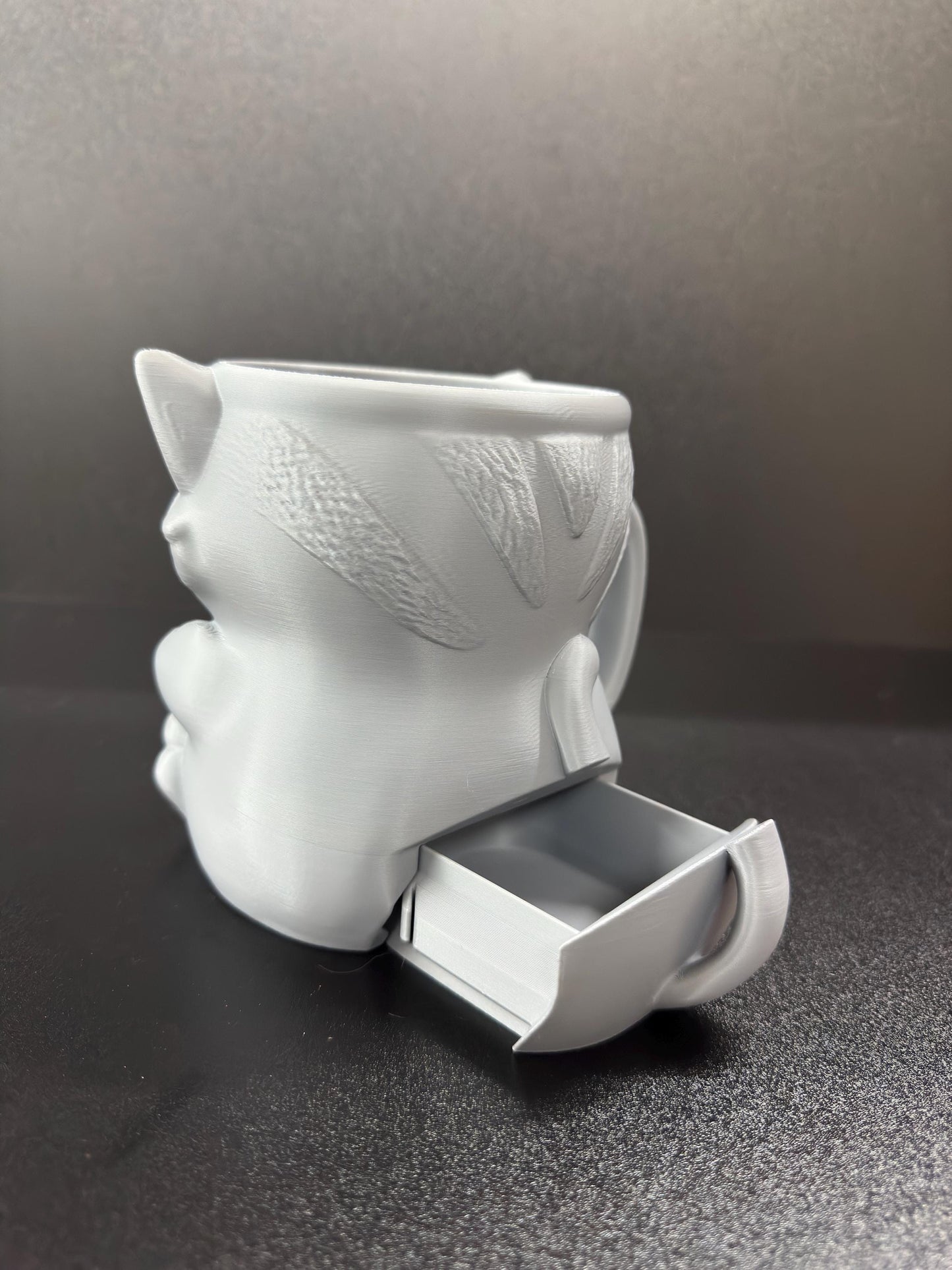 Title: Cat Ice Cream Pint Holder  3D Printed Cat with Spoon Slots and Hidden Drawer  Cute Gift for Cat Lovers and Ice Cream Fans